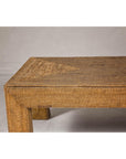Country Style Woven Rattan on Wooden Core Light Brown Parsons Leg Coffee Table