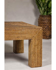 Country Style Woven Rattan on Wooden Core Light Brown Parsons Leg Coffee Table