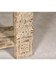 Mughal Style Whitewash Console Table with Carved Apron and Lower Shelf