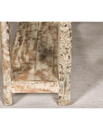 Mughal Style Whitewash Console Table with Carved Apron and Lower Shelf