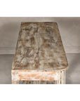 Mughal Style Whitewash Console Table with Carved Apron and Lower Shelf