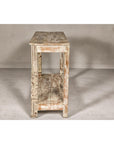 Mughal Style Whitewash Console Table with Carved Apron and Lower Shelf