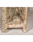 Mughal Style Whitewash Console Table with Carved Apron and Lower Shelf