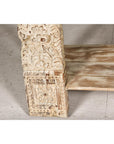 Mughal Style Whitewash Console Table with Carved Apron and Lower Shelf