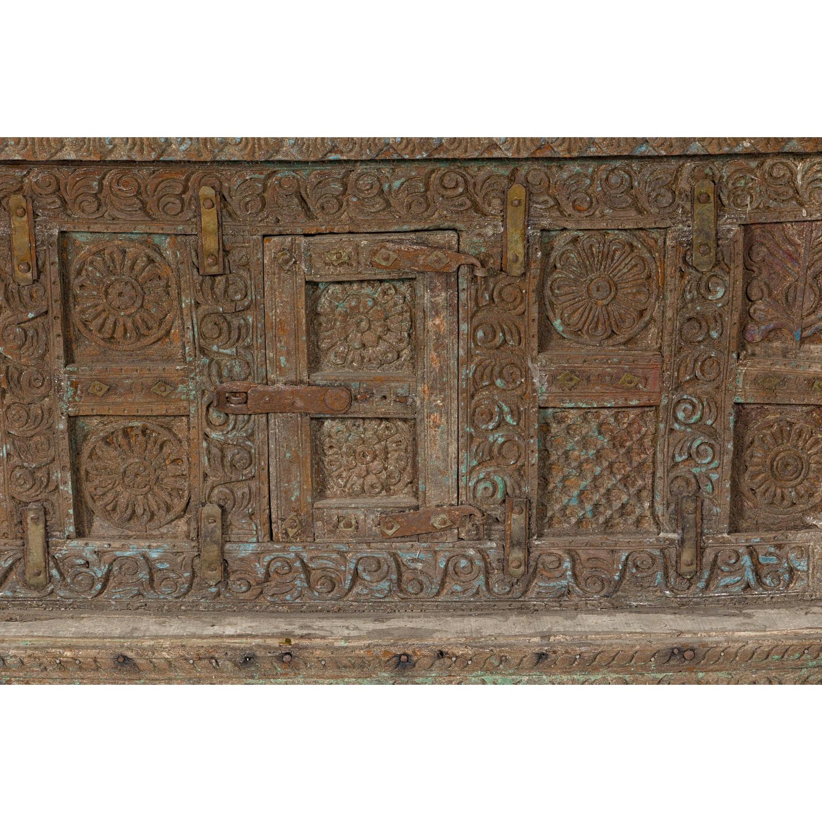 Antique Damachiya Wedding Cabinet on Legs with Carved Décor