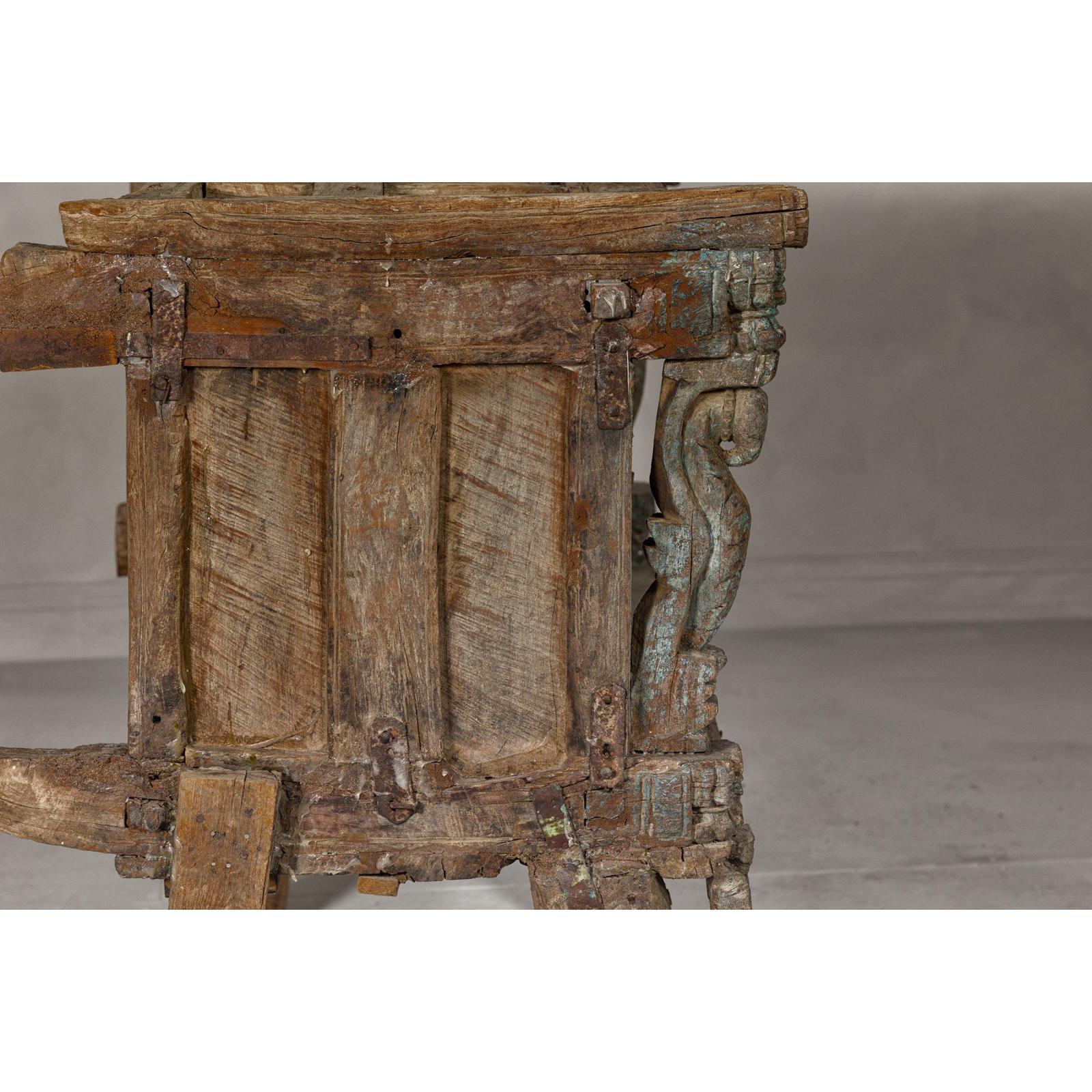 Antique Damachiya Wedding Cabinet on Legs with Carved Décor