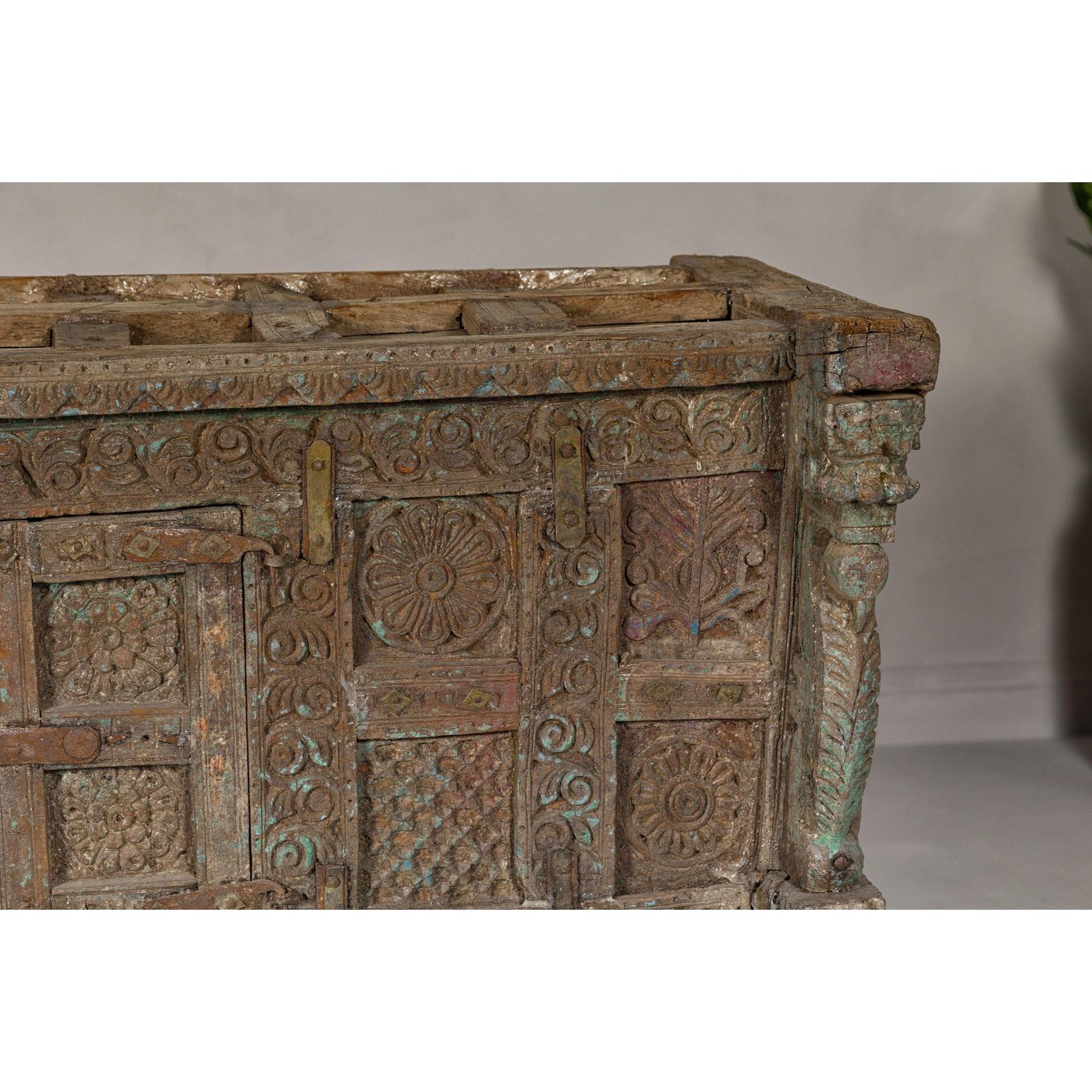 Antique Damachiya Wedding Cabinet on Legs with Carved Décor