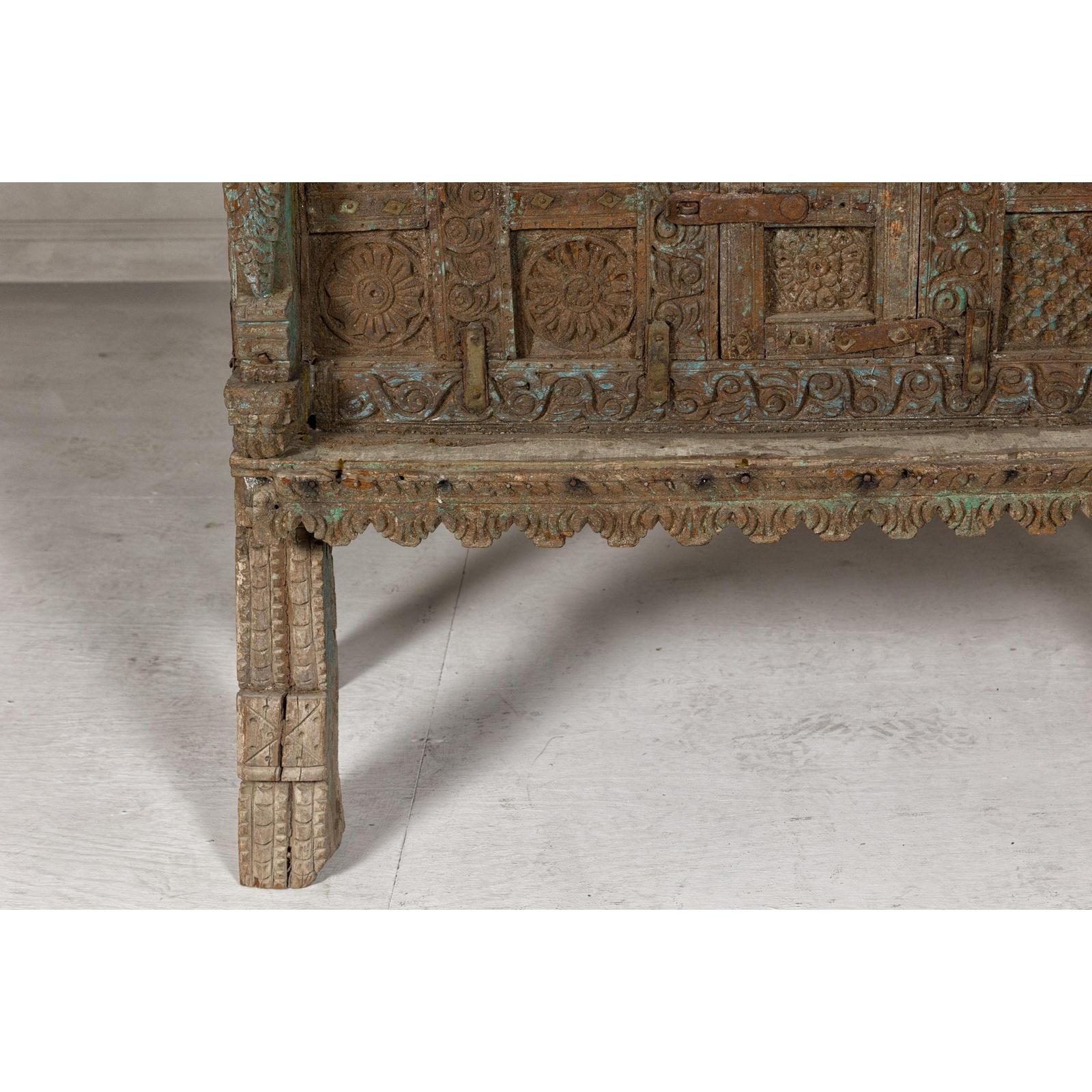 Antique Damachiya Wedding Cabinet on Legs with Carved Décor