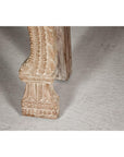 Mughal Style Whitewash Console Table with Foliage Carved Apron and Legs