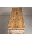 Mughal Style Whitewash Console Table with Foliage Carved Apron and Legs