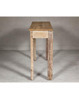 Mughal Style Whitewash Console Table with Foliage Carved Apron and Legs
