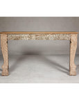 Mughal Style Whitewash Console Table with Foliage Carved Apron and Legs