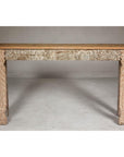 Mughal Style Whitewash Console Table with Foliage Carved Apron and Legs