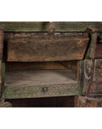Indian Antique Carved Wooden Damachiya Dowry Cabinet on Wheels with Polychromy