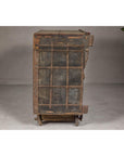 Indian Antique Carved Wooden Damachiya Dowry Cabinet on Wheels with Polychromy