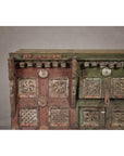 Indian Antique Carved Wooden Damachiya Dowry Cabinet on Wheels with Polychromy