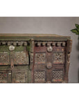 Indian Antique Carved Wooden Damachiya Dowry Cabinet on Wheels with Polychromy