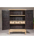 Large Cream Painted Cabinet with Brass Medallion Hardware