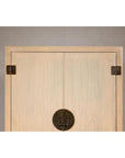 Large Cream Painted Cabinet with Brass Medallion Hardware