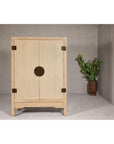 Large Cream Painted Cabinet with Brass Medallion Hardware