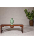 Rectangular Brown Table with Openwork Cloud Motifs