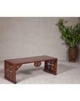 Rectangular Brown Table with Openwork Cloud Motifs