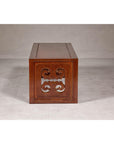 Rectangular Brown Table with Openwork Cloud Motifs
