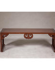 Rectangular Brown Table with Openwork Cloud Motifs