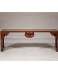 Rectangular Brown Table with Openwork Cloud Motifs