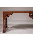 Rectangular Brown Table with Openwork Cloud Motifs