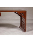 Rectangular Brown Table with Openwork Cloud Motifs