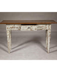 Farmhouse Chic White Distressed Sofa Table with Single Drawer and Tapered Legs