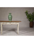Farmhouse Chic White Distressed Sofa Table with Single Drawer and Tapered Legs