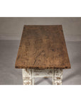 Farmhouse Chic White Distressed Sofa Table with Single Drawer and Tapered Legs