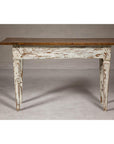 Farmhouse Chic White Distressed Sofa Table with Single Drawer and Tapered Legs