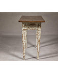 Farmhouse Chic White Distressed Sofa Table with Single Drawer and Tapered Legs