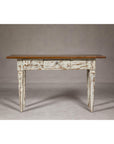 Farmhouse Chic White Distressed Sofa Table with Single Drawer and Tapered Legs
