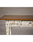 Farmhouse Chic White Distressed Sofa Table with Single Drawer and Tapered Legs