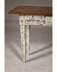 Farmhouse Chic White Distressed Sofa Table with Single Drawer and Tapered Legs