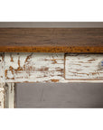 Farmhouse Chic White Distressed Sofa Table with Single Drawer and Tapered Legs