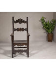 High Back Wooden "Throne Chair" with Carved Designs