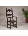High Back Wooden "Throne Chair" with Carved Designs