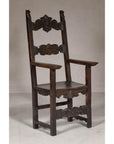 High Back Wooden "Throne Chair" with Carved Designs