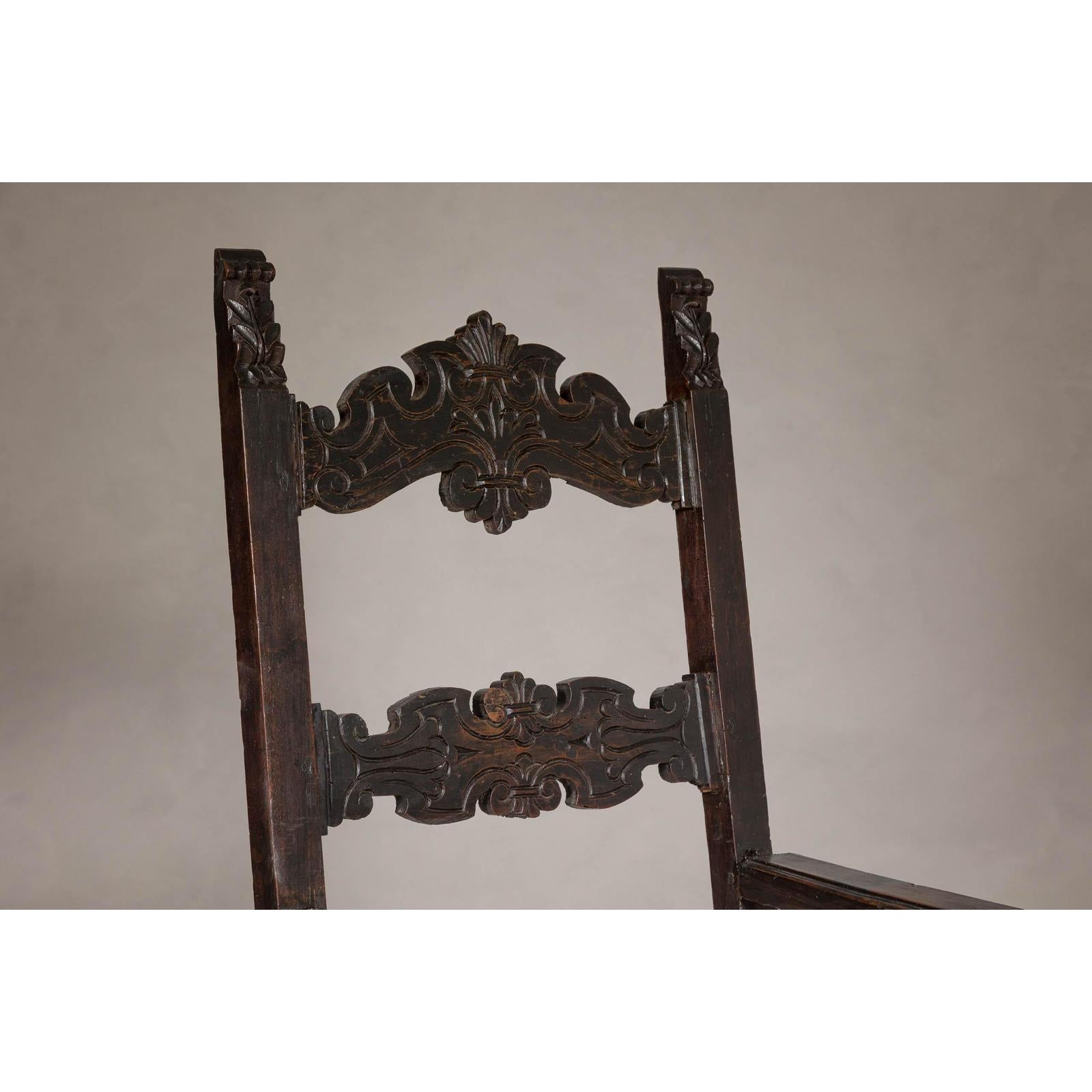 High Back Wooden "Throne Chair" with Carved Designs