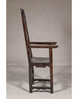High Back Wooden "Throne Chair" with Carved Designs