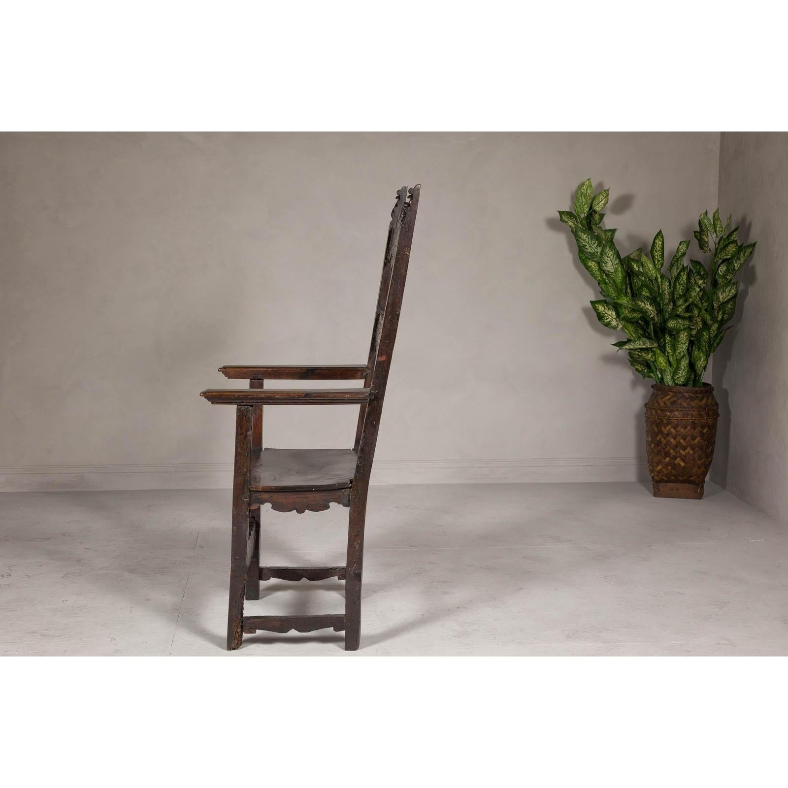 High Back Wooden "Throne Chair" with Carved Designs