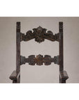 High Back Wooden "Throne Chair" with Carved Designs