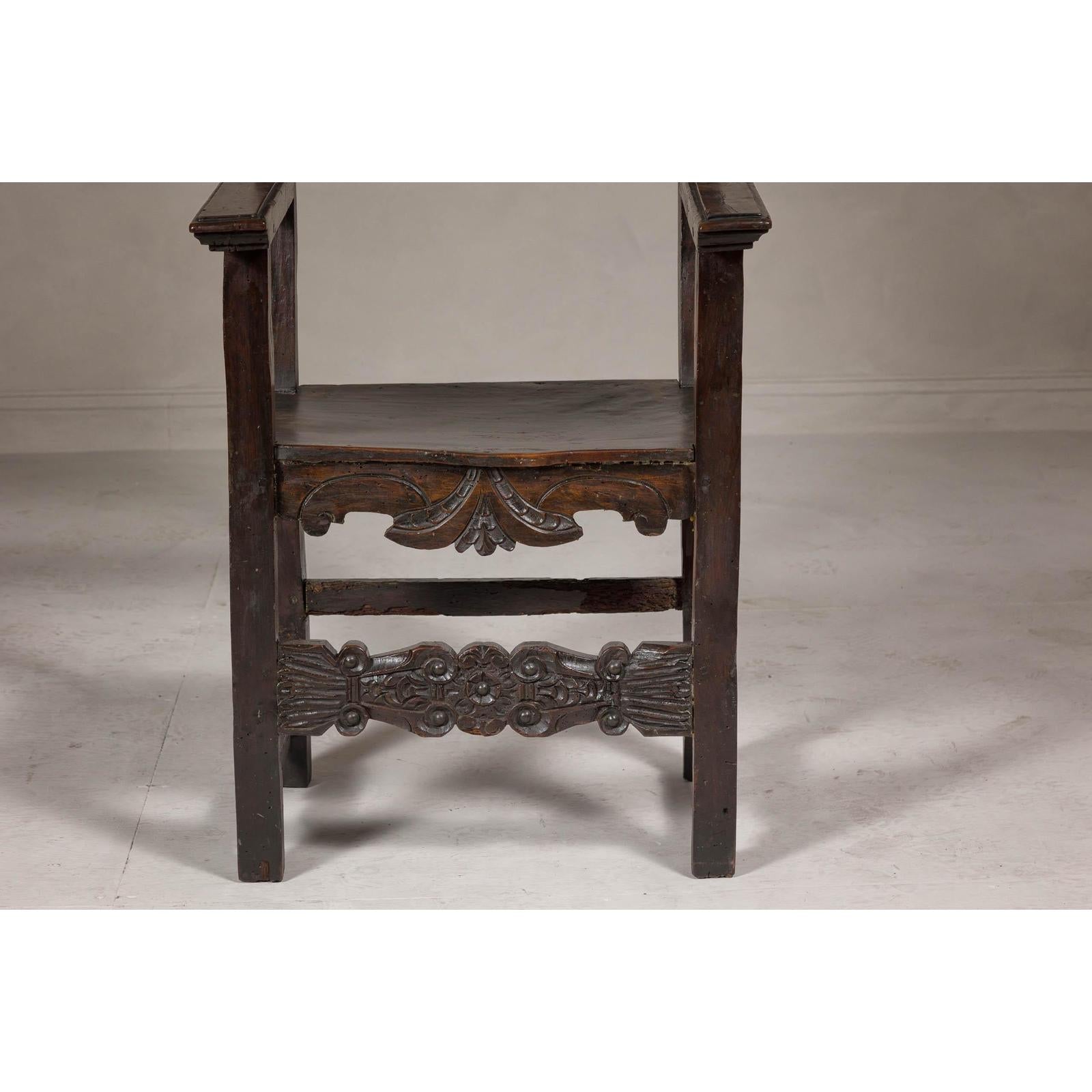 High Back Wooden "Throne Chair" with Carved Designs
