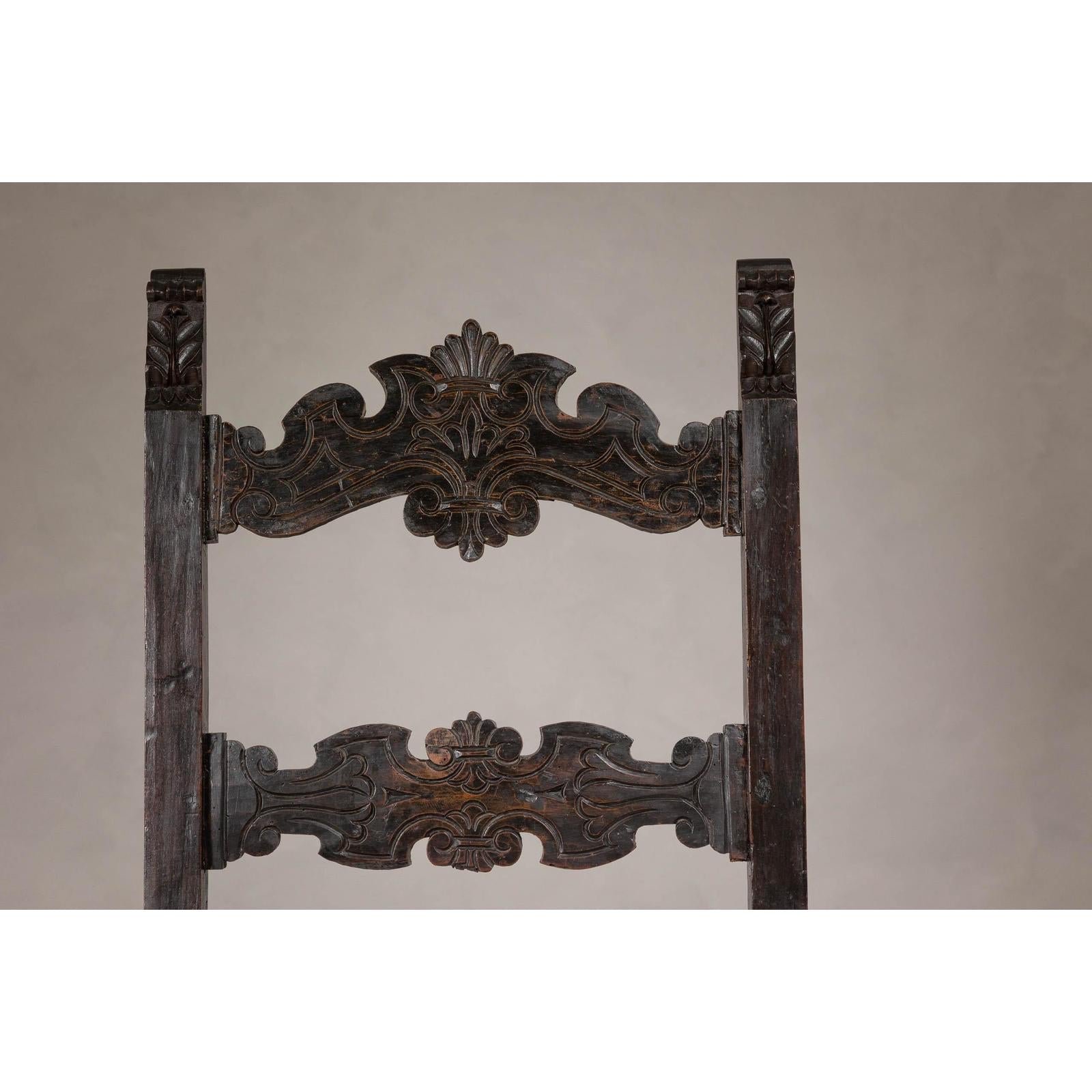 High Back Wooden "Throne Chair" with Carved Designs