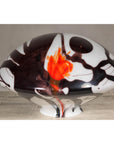Blown Glass Dome with White, Black & Orange Abstract Décor